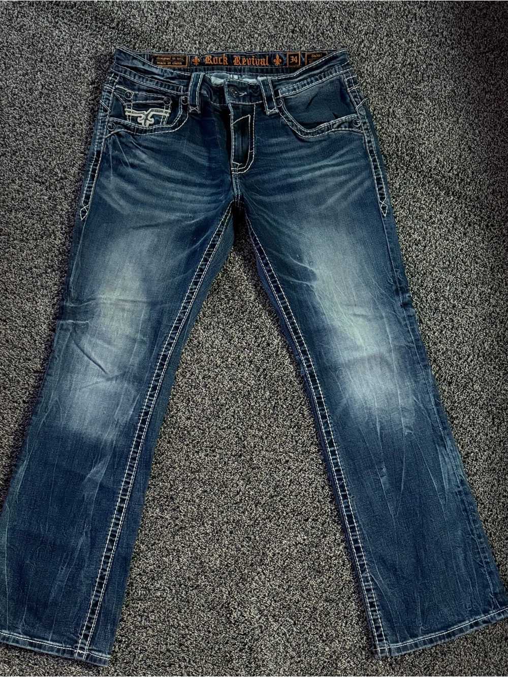 Rock Revival Men's Faded Blue Bootcut Jeans